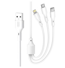 Дата кабель USB 2.0 AM to Lightning + Micro 5P + Type-C 1.0m 2.4A XO (CB-23U3)