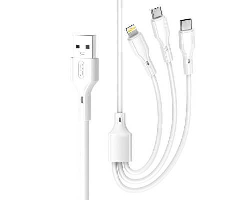 Дата кабель USB 2.0 AM to Lightning + Micro 5P + Type-C 1.0m 2.4A XO (CB-23U3)