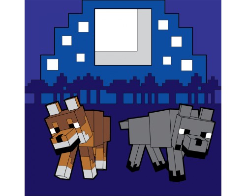 Картина по номерам Santi Майнкрафт. Вовки 25х25 см LED підсвітка (954926)