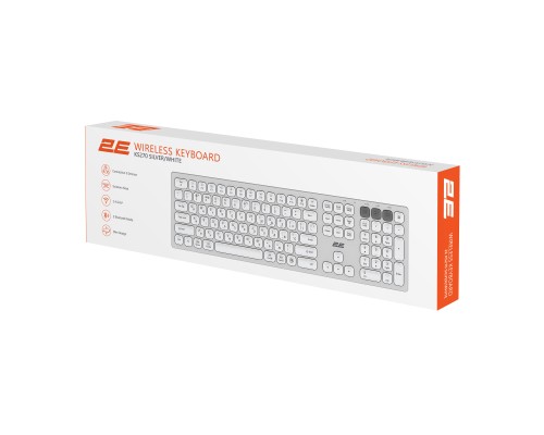Клавіатура 2E KS270 109key Wireless UA Silver/White (2E-KS270WBWH_UA)