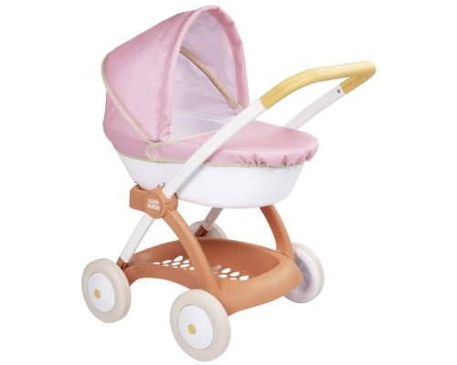 Коляска для ляльок Smoby Baby Nurse Теракотова пудра, люлька з корзиною, 18 міс.+ (7600254124)
