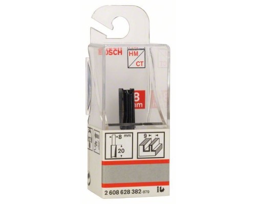 Фреза Bosch Professional пазова з двома лезами, Std, S8, D9, L20 (2.608.628.382)