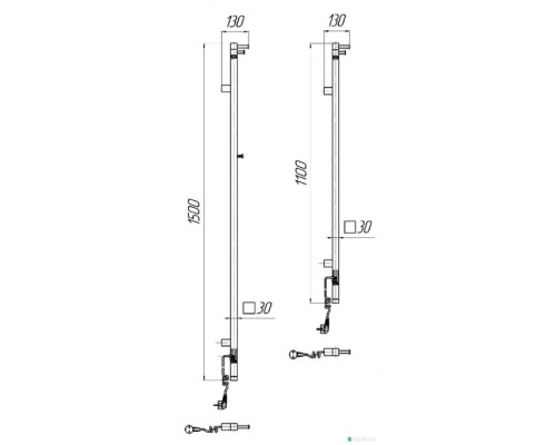 Сушарка для рушників MARIO Рей Кубо-І, 1500x30x55130мм, чорний мат (2.2.1203.16.BM)