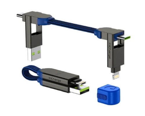 Дата кабель 6in1 inCharge X 0,14m 100W blue Rolling Square (X02WR)
