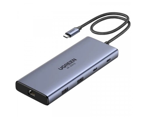 Порт-реплікатор Ugreen Dock CM639 USB3.2 Type-C --> HDMIx2, 60Hz/2xUSB-A/2xUSB-C 3.2/ RJ45/SD/TF/PD 100W (45380)