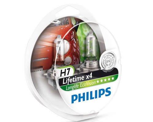 Автолампа Philips H7 LongLife EcoVision, 2шт. (12972LLECOS2)