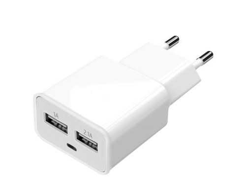 Зарядний пристрій Florence 2*USB, 2.0A + cable Lightning white (FW-2U020W-L)