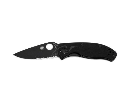 Ніж Spyderco Tenacious Black Blade полусеррейтор (C122GBBKPS)