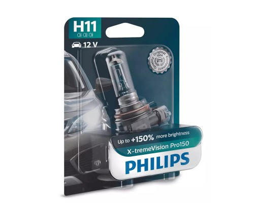 Автолампа Philips H11 X-treme VISION PRO +150%, 3700K, 1шт/блістер (12362XVPB1)