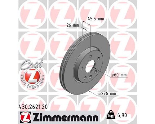 Гальмівний диск ZIMMERMANN 430.2621.20