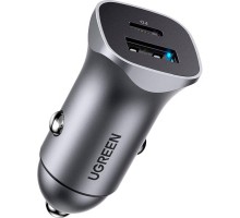 Зарядний пристрій Ugreen CD130 20W USB + Type-C PD Car Charger (Gray) (30780)