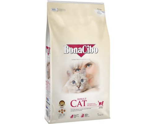 Сухий корм для кішок BonaCibo Adult Cat Chicken&Rice with Anchovy 5 кг (8694686405642)