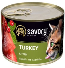 Вологий корм для кішок Savory Cat Can Kitten (індичка) 200 г (4820232630686)
