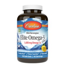 Жирні кислоти Carlson Омега-3, Смак Лимону, Elite Omega-3 Gems, 90 желатинових кап (CL01711)