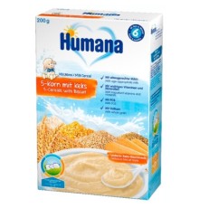 Дитяча каша Humana молочна 5 злаків з печивом 200 г (4031244775559)
