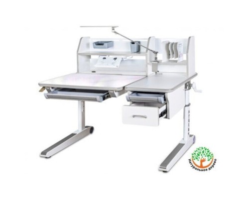 Парта Mealux Sherwood Energy стільниця біла/накладки на ніжках сір (BD-830 W/G Energy)