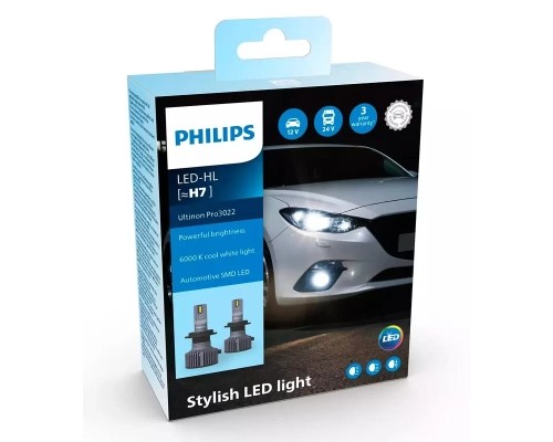 Автолампа Philips LED H7 11972U51Х2 12/24V Ultinon Pro5100 +160 (74243)