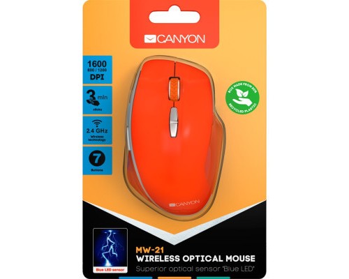 Мишка Canyon MW-21 Wireless Blue LED Red (CNS-CMSW21R)