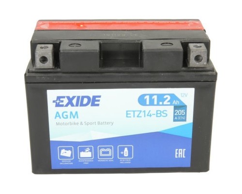 Акумулятор автомобільний EXIDE AGM 11,2Ah (+/-) (205EN) (ETZ14-BS)