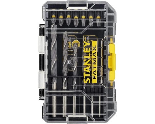 Набір свердл і біт Stanley FatMax, Phillips, Pozidriv, Torx, Pz1, Ph1, T20, L 25, 50 мм, 19 шт, кейс (STA88554)