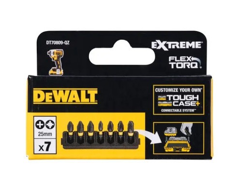 Набір біт DeWALT в касеті для Tough Case,FlexTorq,L 25 мм, Рh1,Рh2 2 шт, Pz1,Pz2 2 шт, Pz3 (DT70809)
