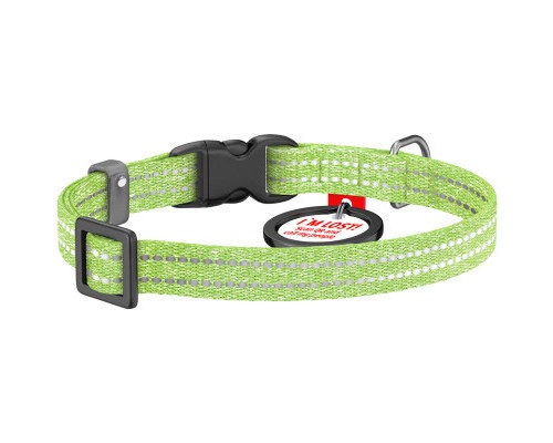 Нашийник для тварин WAUDOG Re-cotton з QR паспортом для котів та дрібних порід собак XS салатовий (16405)