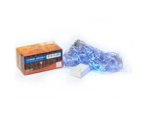 Гірлянда Delux Curtain С 256LED 3х2 м синій/прозорий IP20 (90017996)