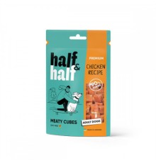 Ласощі для собак Half&Half у формі м'ясних кубиків з куркою 100 г (4823082431793)