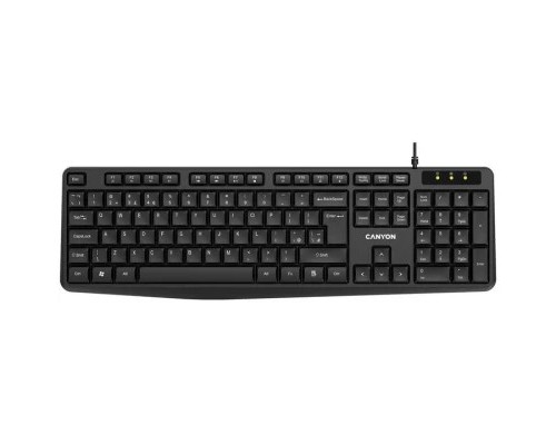 Клавіатура Canyon KB-1 Water resistant USB UA Black (CNE-CKEY01)