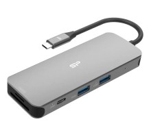 Концентратор Silicon Power USB-C 8-in-1 SR30 Silver Aluminum (SPU3C08DOCSR300G)