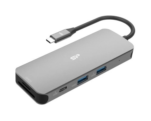 Концентратор Silicon Power USB-C 8-in-1 SR30 Silver Aluminum (SPU3C08DOCSR300G)