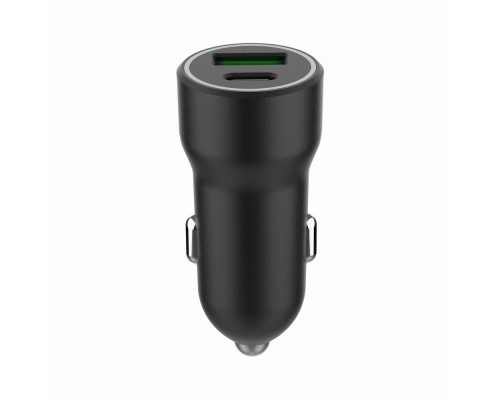 Зарядний пристрій Gembird 1xUSB-A (18W QC3.0) + 1xUSB-C (20W PD) black (TA-UC-A2PDQC20-CAR-01)