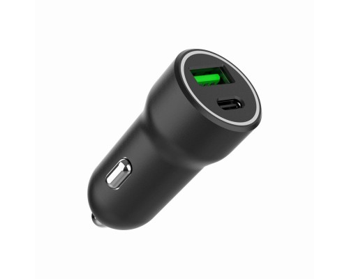 Зарядний пристрій Gembird 1xUSB-A (18W QC3.0) + 1xUSB-C (20W PD) black (TA-UC-A2PDQC20-CAR-01)
