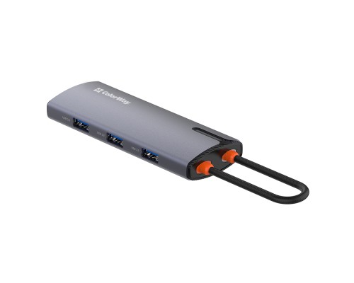 Порт-реплікатор ColorWay Docking Station USB-C 6-в-1 Type C PD 100W/USB3.0х3/USB2.0/RJ45 (CW-HUB03)