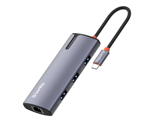 Порт-реплікатор ColorWay Docking Station USB-C 6-в-1 Type C PD 100W/USB3.0х3/USB2.0/RJ45 (CW-HUB03)