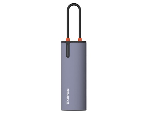 Порт-реплікатор ColorWay Docking Station USB-C 6-в-1 Type C PD 100W/USB3.0х3/USB2.0/RJ45 (CW-HUB03)