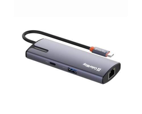 Порт-реплікатор ColorWay Docking Station USB-C 6-в-1 Type C PD 100W/USB3.0х3/USB2.0/RJ45 (CW-HUB03)