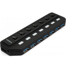 Концентратор Vinga USB3.0 to 7*USB3.0 1m cable with Switch and Power Adapter (VHA3A7B)
