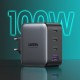 Зарядний пристрій Ugreen 4xUSB 100W (3xUSB-C+USB-A) Gan Tech Fast GAN Charger black CD226 (40747)