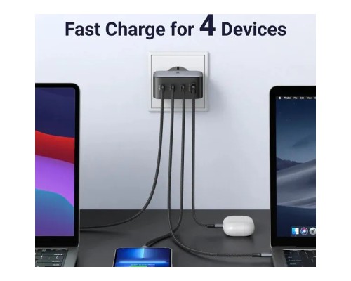 Зарядний пристрій Ugreen 4xUSB 100W (3xUSB-C+USB-A) Gan Tech Fast GAN Charger black CD226 (40747)