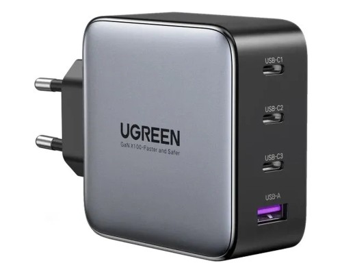 Зарядний пристрій Ugreen 4xUSB 100W (3xUSB-C+USB-A) Gan Tech Fast GAN Charger black CD226 (40747)