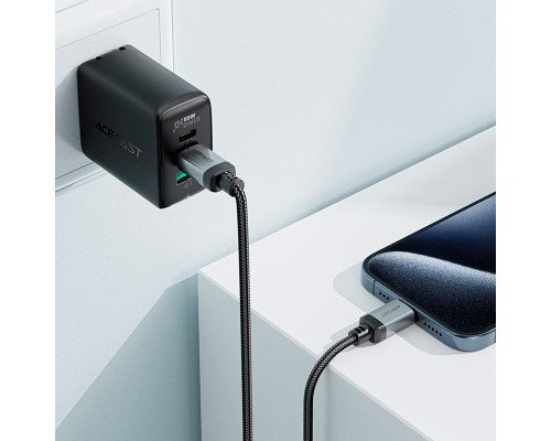 Дата кабель USB-C to USB-C 1.2m 3A aluminum alloy C20-03 Black Acefast (6974316283775)