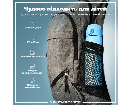 Пляшка для води ION8 OneTouch Stainless Steel 600 мл Alaskan Blue (I8SS600ABLU2)