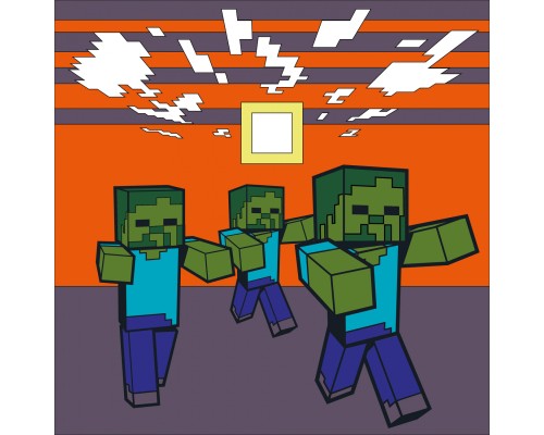 Картина по номерам Santi Майнкрафт. Втеча зомбі 25х25 см LED підсвітка (954401)