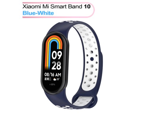 Ремінець до фітнес браслета BeCover Vents Style для Xiaomi Mi Smart Band 10 Blue-White (713632)