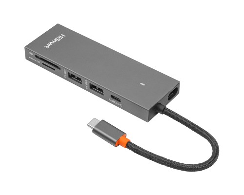 Концентратор HiSmart USB-C to 2xUSB 3.0 + 2xUSB-C + SD + TF + HDMI 4K60Hz gray (CA913459)
