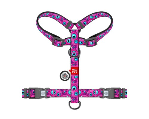 Шлея для собак WAUDOG Nylon анатомічна H-подібна з QR-паспортом 