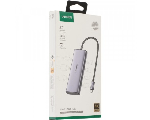Порт-реплікатор Ugreen Dock CM498 USB 3.0 Type-C -> 1хUSB-A 3.0/3хUSB-A 2.0/2xHDMI 4K 30Гц PD (35897)