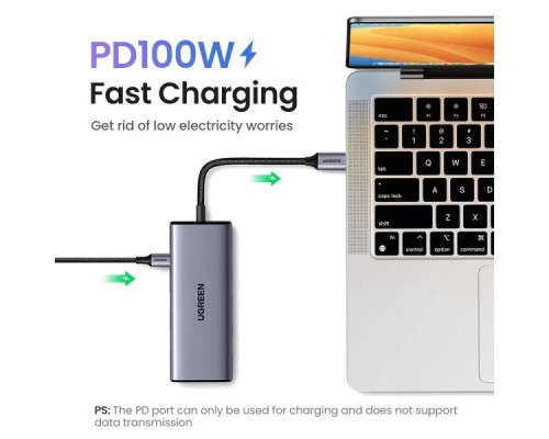 Порт-реплікатор Ugreen Dock CM498 USB 3.0 Type-C -> 1хUSB-A 3.0/3хUSB-A 2.0/2xHDMI 4K 30Гц PD (35897)