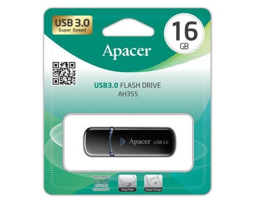 USB флеш накопичувач Apacer 16GB AH355 Black USB 3.0 (AP16GAH355B-1) 